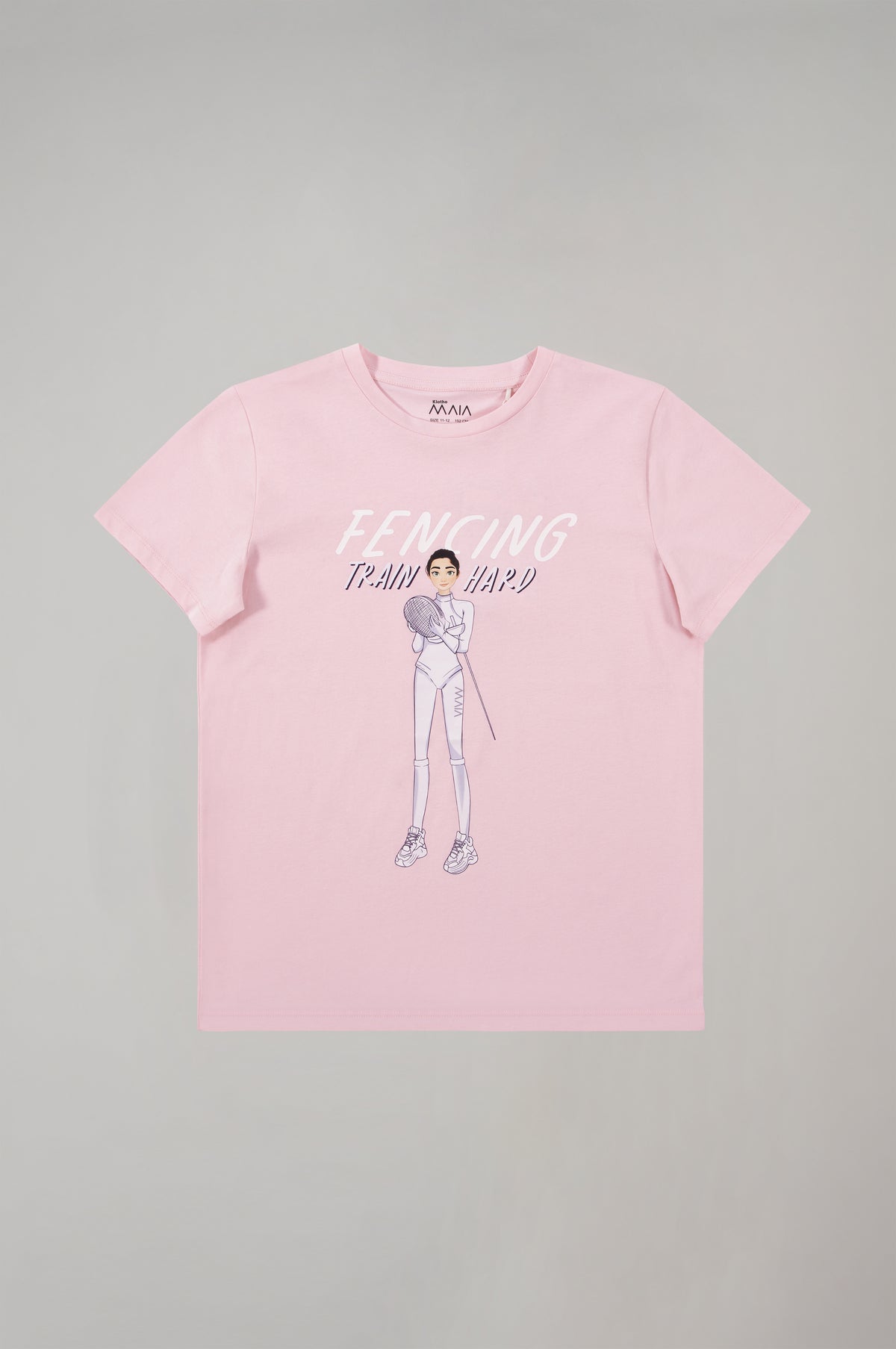 Fencing Graphic Light Pink T-Shirt for Girls
