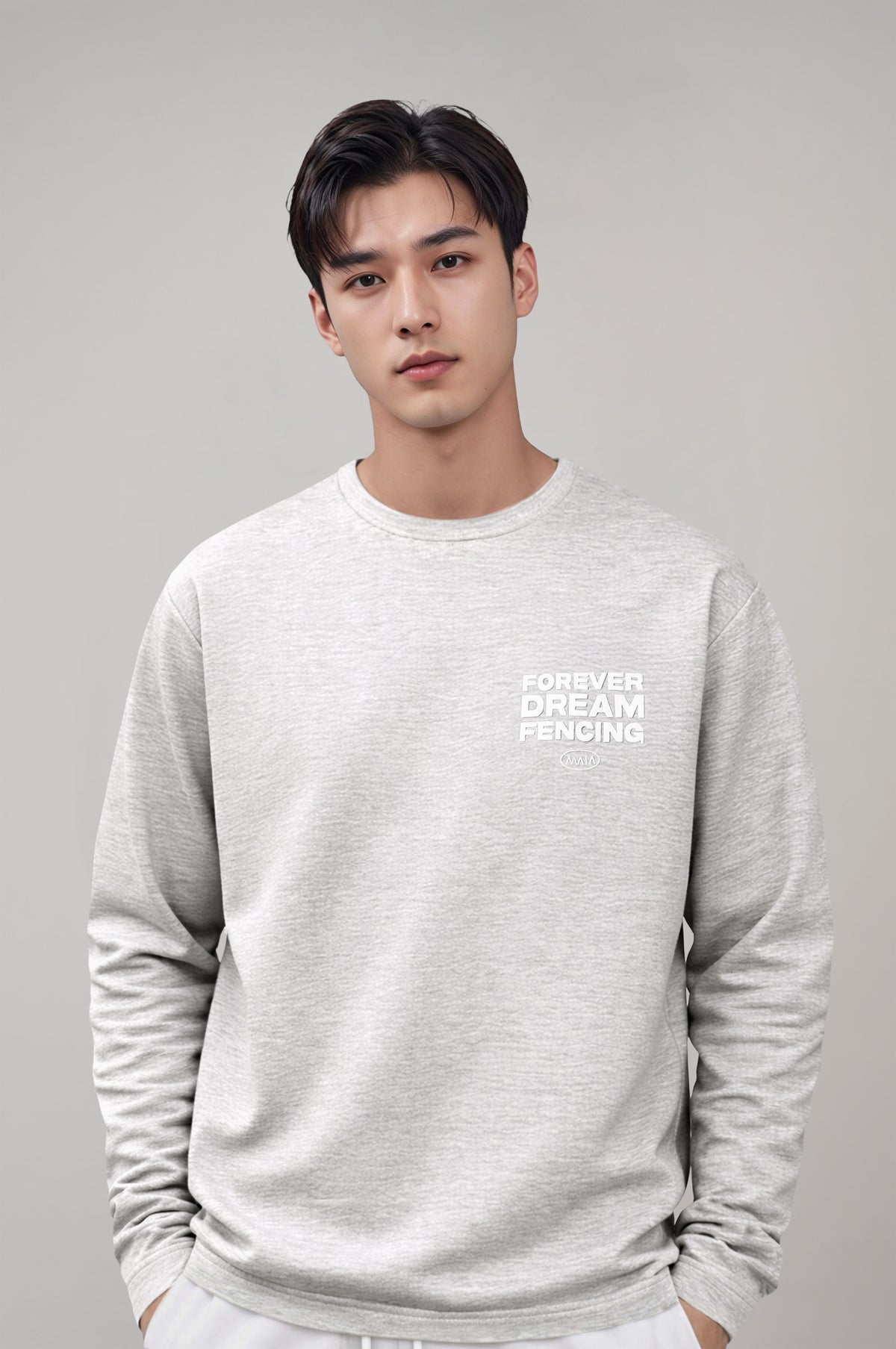 Men's Grey Melange Oversized Sweatshirt Fencing Theme
